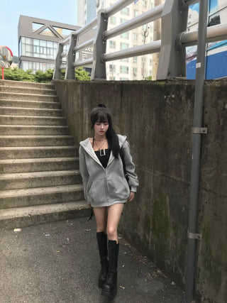 Two-way Bold Striped Zip-up Hoodie Transitional Season Cardigan
