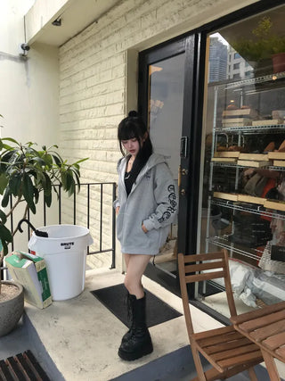 Two-way Bold Striped Zip-up Hoodie Transitional Season Cardigan