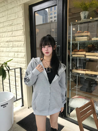 Two-way Bold Striped Zip-up Hoodie Transitional Season Cardigan