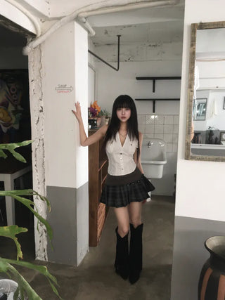 Stiletto Lace-up Long Boots Pointed Toe Dance Punk