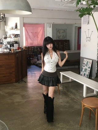 Stiletto Lace-up Long Boots Pointed Toe Dance Punk