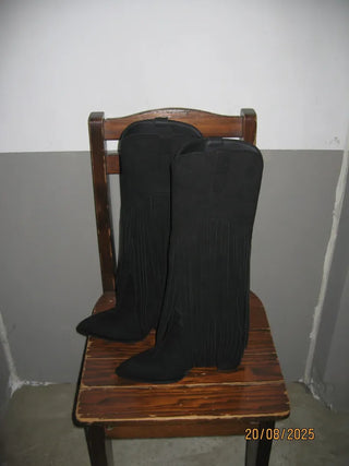 Stiletto Lace-up Long Boots Pointed Toe Dance Punk