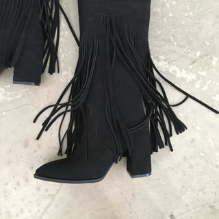 Stiletto Lace-up Long Boots Pointed Toe Dance Punk