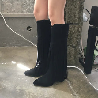 Stiletto Lace-up Long Boots Pointed Toe Dance Punk