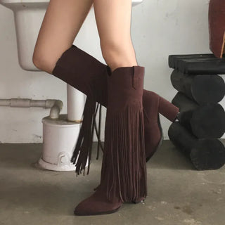 Stiletto Lace-up Long Boots Pointed Toe Dance Punk