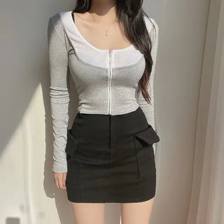 Cargo Pocket Mini Stretch Spandex Skirt