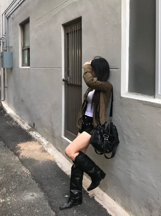 Leuci Cable Knit Cardigan Belt Sailor Collar Double