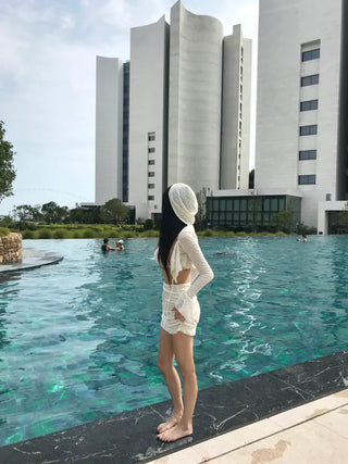 Cutout Shirring Slim Illusion Monokini Slit Sexy Glam