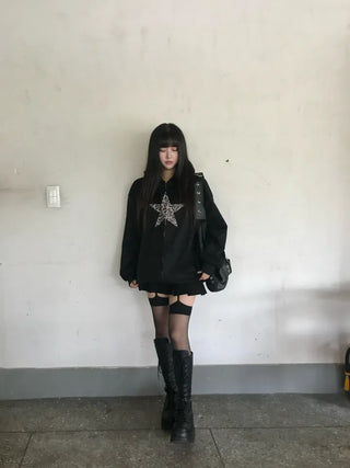 Fur Hooded Padded Jacket Elastic Waist Oversized Loose