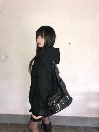 Fur Hooded Padded Jacket Elastic Waist Oversized Loose