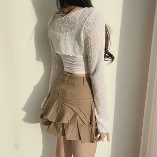 Chain Bolero Cardigan Crop T-shirt Transitional