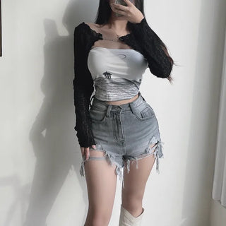 Chain Bolero Cardigan Crop T-shirt Transitional