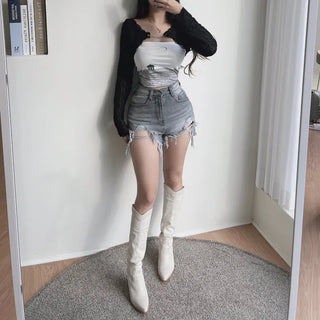 Chain Bolero Cardigan Crop T-shirt Transitional