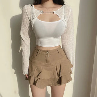 Chain Bolero Cardigan Crop T-shirt Transitional
