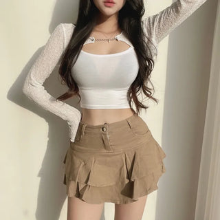Chain Bolero Cardigan Crop T-shirt Transitional