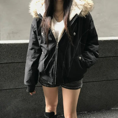 Hairy Winter Two-Tone Fur Jacket Coat Year-End Look