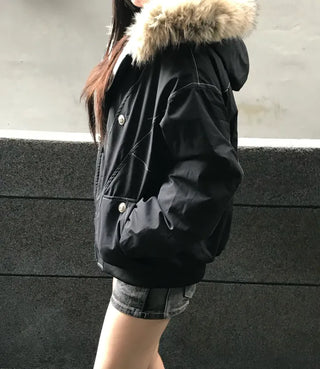 Hairy Winter Two-Tone Fur Jacket Coat Year-End Look