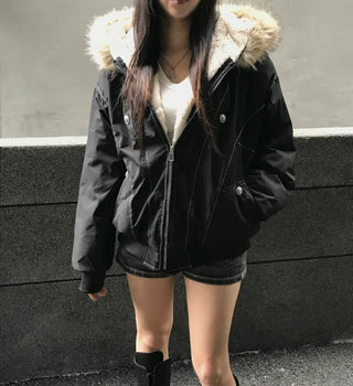 Hairy Winter Two-Tone Fur Jacket Coat Year-End Look
