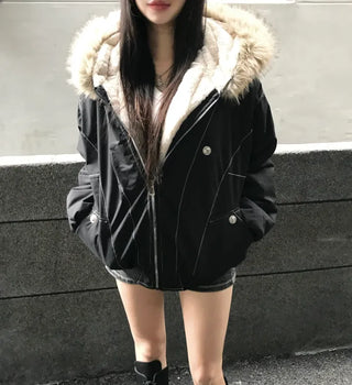 Hairy Winter Two-Tone Fur Jacket Coat Year-End Look