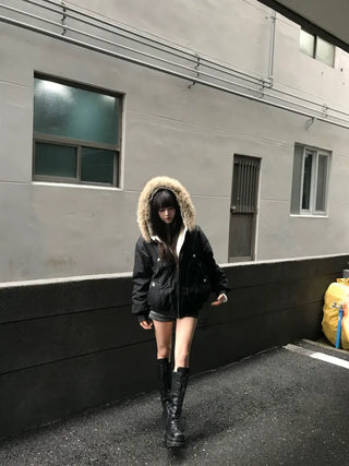 Hairy Winter Two-Tone Fur Jacket Coat Year-End Look