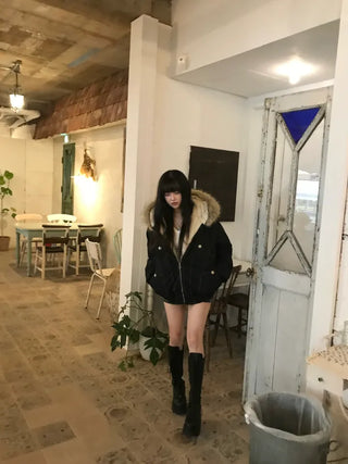 Hairy Winter Two-Tone Fur Jacket Coat Year-End Look