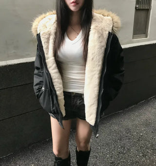 Hairy Winter Two-Tone Fur Jacket Coat Year-End Look