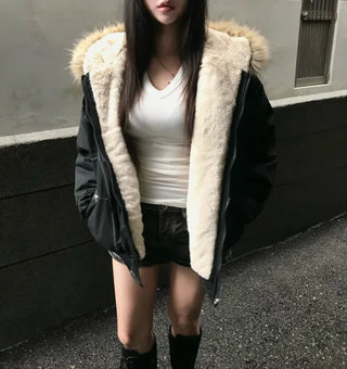 Hairy Winter Two-Tone Fur Jacket Coat Year-End Look