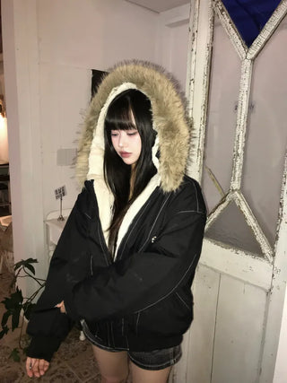 Hairy Winter Two-Tone Fur Jacket Coat Year-End Look