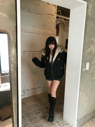 Hairy Winter Two-Tone Fur Jacket Coat Year-End Look