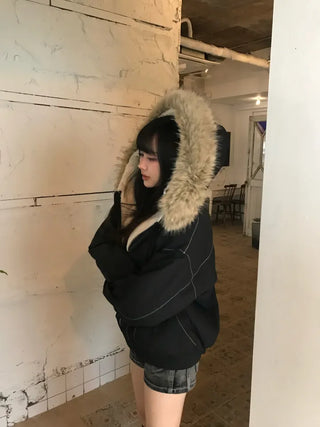 Hairy Winter Two-Tone Fur Jacket Coat Year-End Look