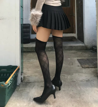 Eyelet Belted Pleated Skirt Mini Shorts Daily Date