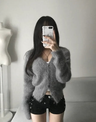 V-neck Shirred Lightly Fleece-lined Long Sleeve Tee Arm