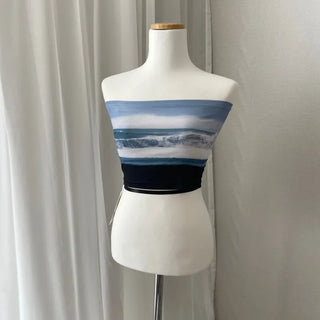Marine Photo Print Top Tank Tube Sleeveless Y2K