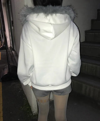 Letter Cowl Neck Hoodie Off-shoulder Sweatshirt Training Daily