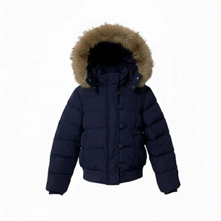 Memory White Fur Hooded Zip-Up Outerwear Winter Year-End