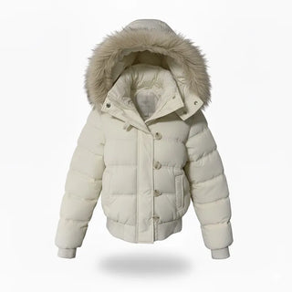 Memory White Fur Hooded Zip-Up Outerwear Winter Year-End