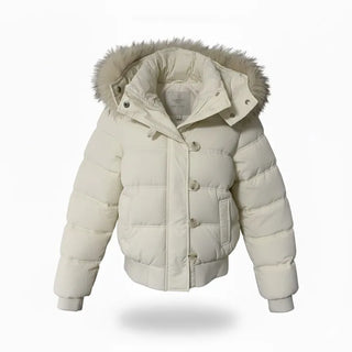 Memory White Fur Hooded Zip-Up Outerwear Winter Year-End