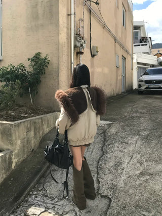 Romance Button Fur Hooded Padded Jacket Wellon Winter