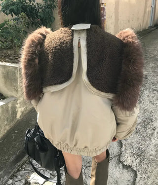 Romance Button Fur Hooded Padded Jacket Wellon Winter