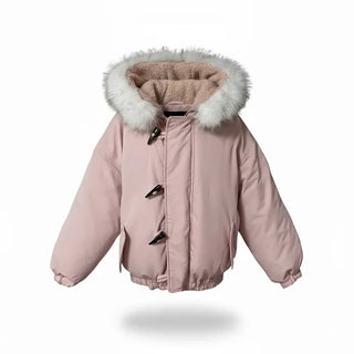 Romance Button Fur Hooded Padded Jacket Wellon Winter