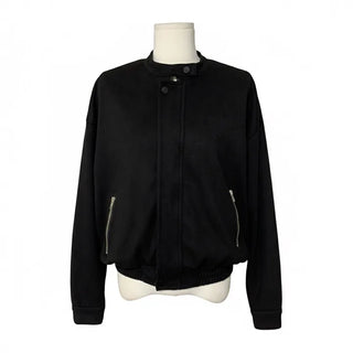 Huggle Collar Double-Button Jacket Half Coat Short Wool