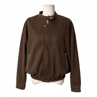 Huggle Collar Double-Button Jacket Half Coat Short Wool