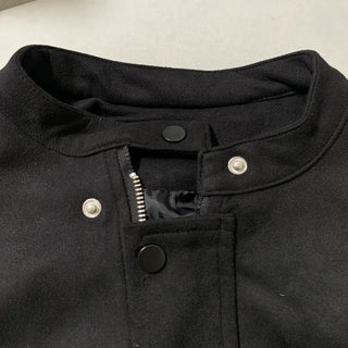 Huggle Collar Double-Button Jacket Half Coat Short Wool