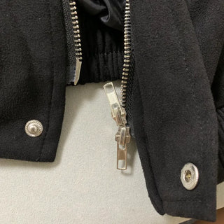 Huggle Collar Double-Button Jacket Half Coat Short Wool