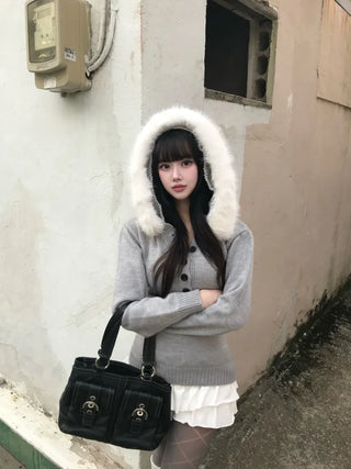 Heart V-neck Button Ribbed Long Sleeve T-shirt Knit
