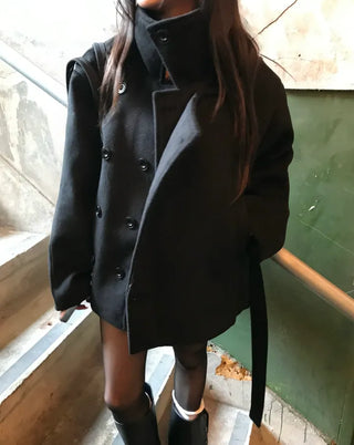 Mer Button Fur Hoodie Knit Year-end Look Date