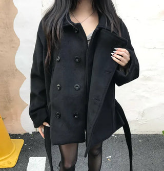 Mer Button Fur Hoodie Knit Year-end Look Date