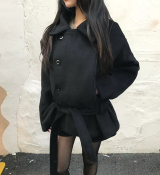 Mer Button Fur Hoodie Knit Year-end Look Date