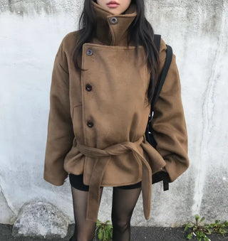 Mer Button Fur Hoodie Knit Year-end Look Date