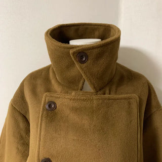 Mer Button Fur Hoodie Knit Year-end Look Date